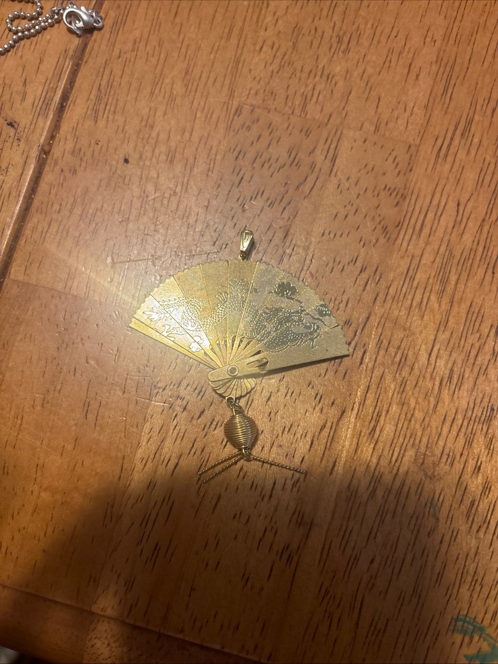 Gold tone open and close Fan pendant  -